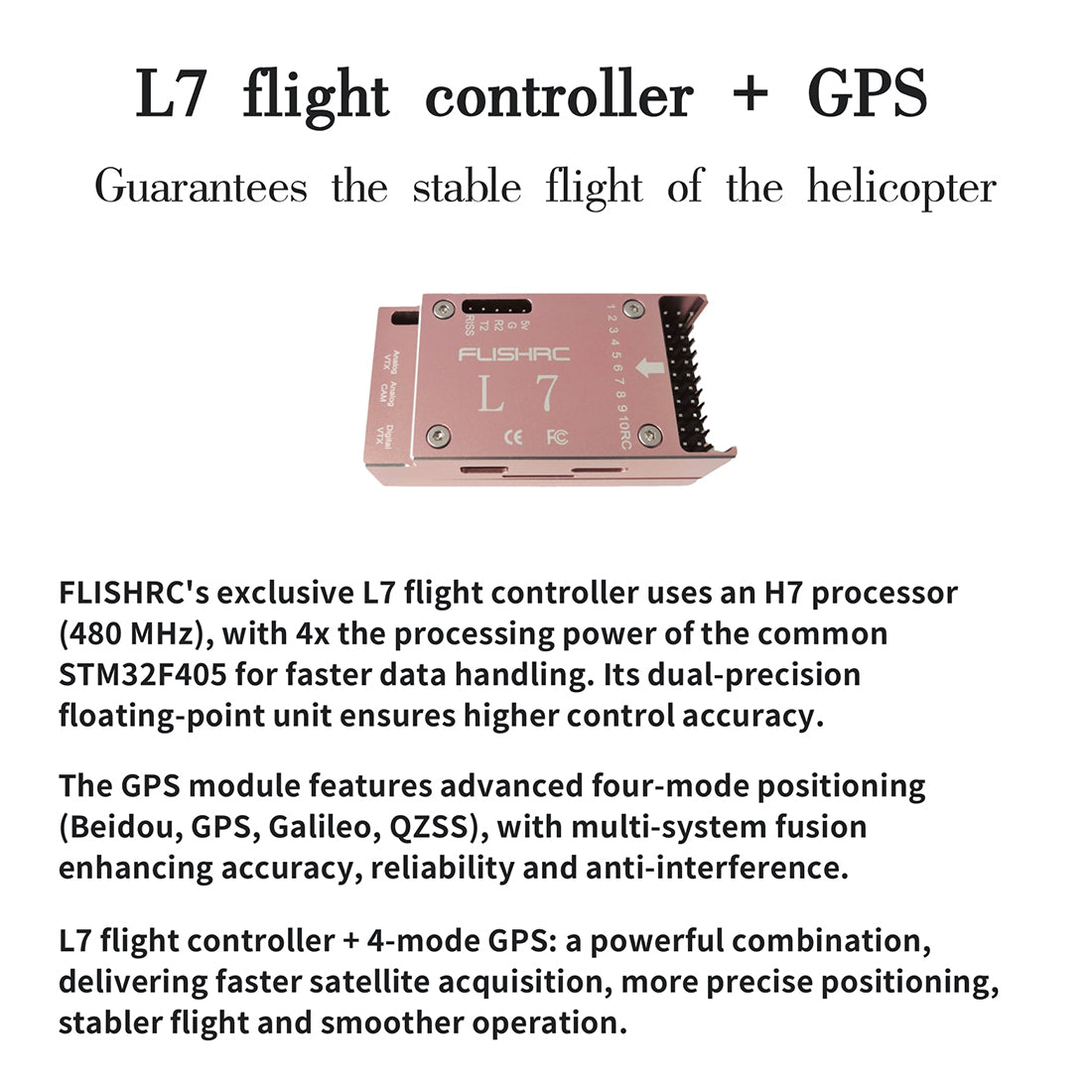 FLISHRC FL500 Air-wolf Pro 500-Class Huge Scale RC Helicopter Model with 4-Mode Positioning GPS 2.4G 6CH - stirlingkit