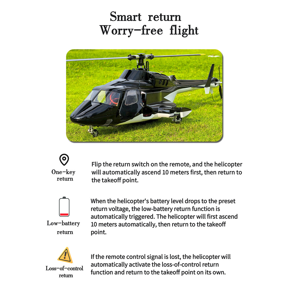 FLISHRC FL500 Air-wolf Pro 500-Class Huge Scale RC Helicopter Model with 4-Mode Positioning GPS 2.4G 6CH - stirlingkit