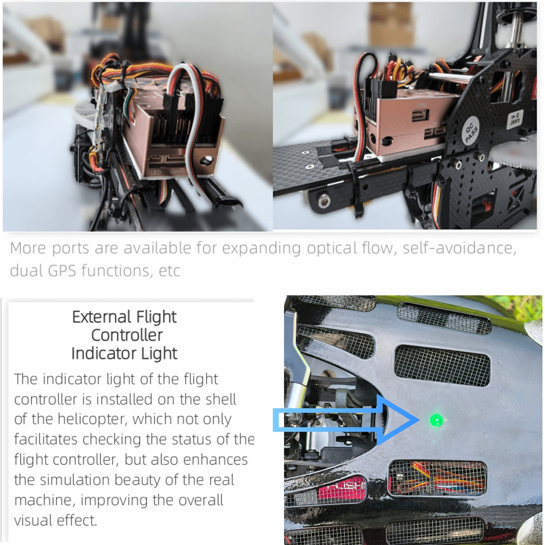 FLISHRC FL500 Air-wolf Pro 500-Class Huge Scale RC Helicopter Model with 4-Mode Positioning GPS 2.4G 6CH - stirlingkit