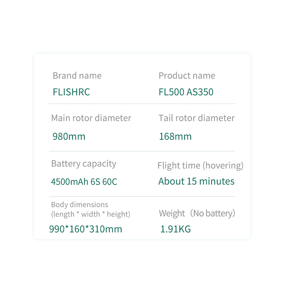 FLISHRC FL500 AS350 500-Class Large Scale GPS RC Helicopter Model RTF 2.4G 6CH - stirlingkit
