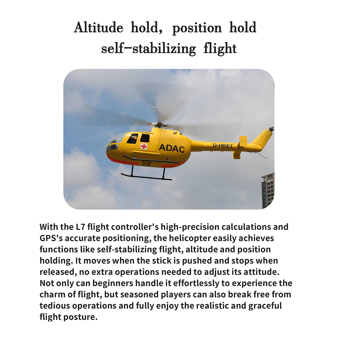 FLISHRC FL500 BO-105 500-Class 2.4G 6CH Large Scale GPS RC Helicopter Model RTF - stirlingkit