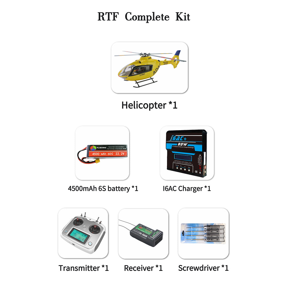 FLISHRC FL500 EC135 Super Scale 500 Size GPS RC Helicopter Model RTF with L7 Remote Controller - stirlingkit