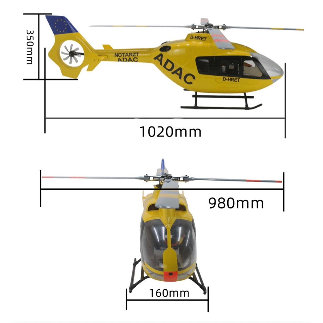 FLISHRC FL500 EC135 Super Scale 500 Size GPS RC Helicopter Model RTF with L7 Remote Controller - stirlingkit