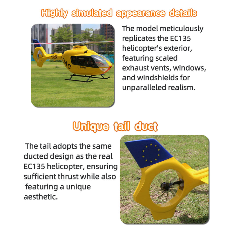 FLISHRC FL500 EC135 Super Scale 500 Size GPS RC Helicopter Model RTF with L7 Remote Controller - stirlingkit