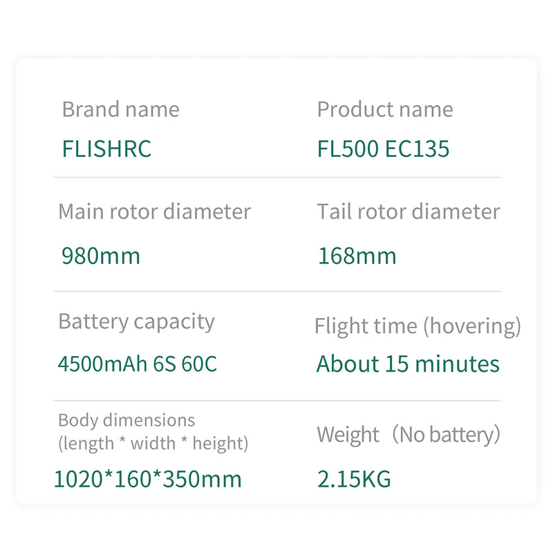 FLISHRC FL500 EC135 Super Scale 500 Size GPS RC Helicopter Model RTF with L7 Remote Controller - stirlingkit