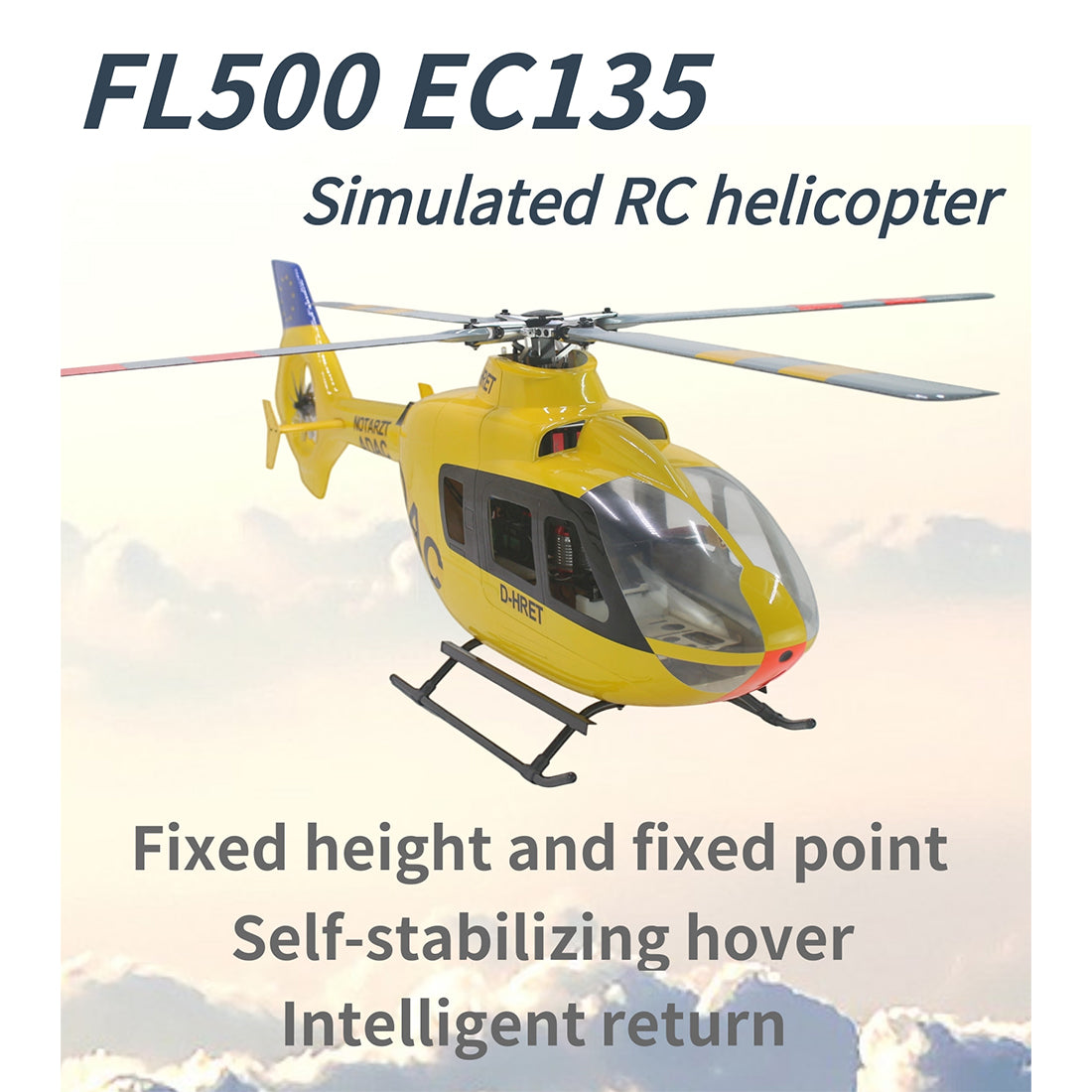 FLISHRC FL500 EC135 Super Scale 500 Size GPS RC Helicopter Model RTF with L7 Remote Controller - stirlingkit
