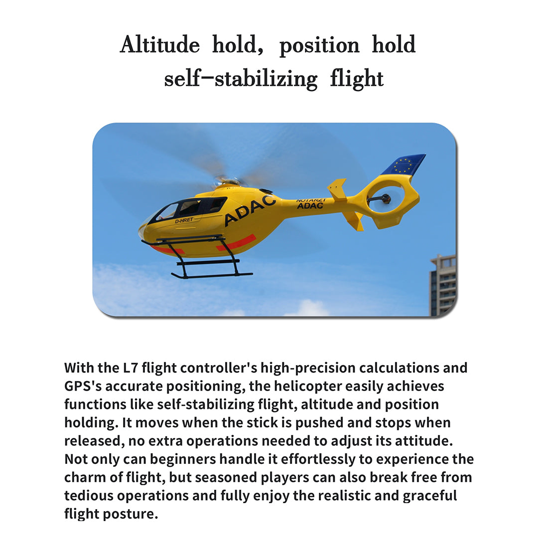 FLISHRC FL500 EC135 Super Scale 500 Size GPS RC Helicopter Model RTF with L7 Remote Controller - stirlingkit