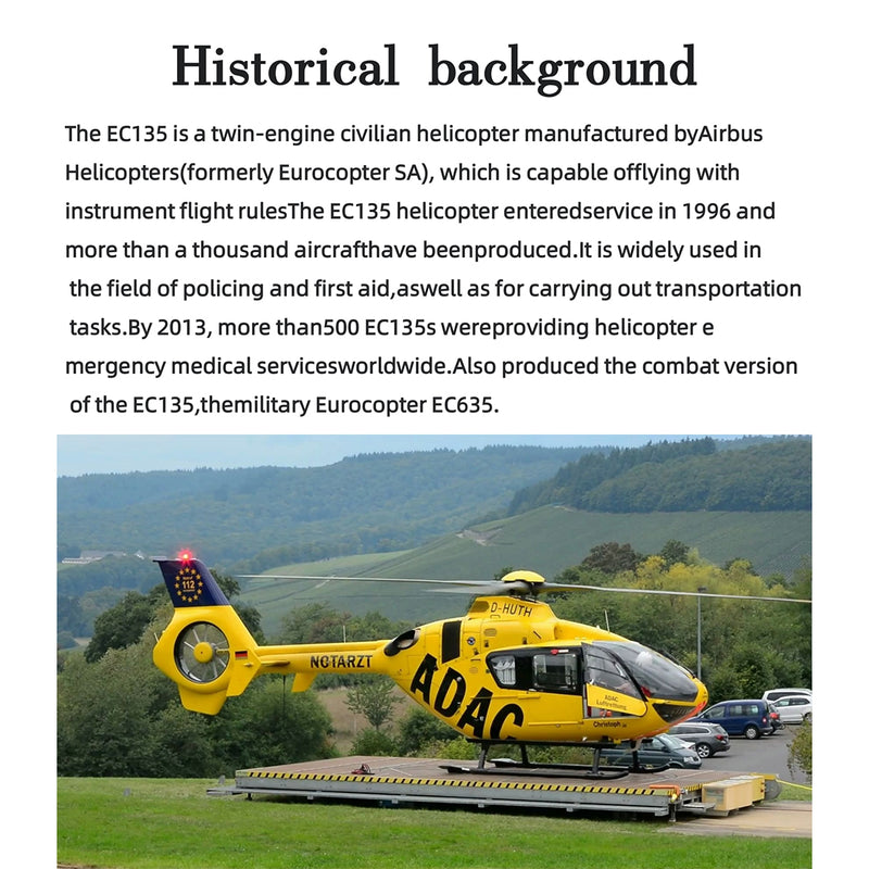 FLISHRC FL500 EC135 Super Scale 500 Size GPS RC Helicopter Model RTF with L7 Remote Controller - stirlingkit