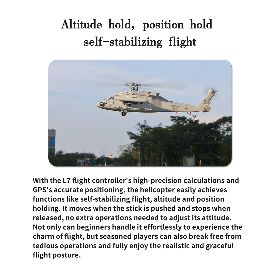 FLISHRC FL500 SH-60 Seahawk 500-Class 2.4G 6CH Large Scale GPS RC Helicopter Model with L7 Flight Controller Cockpit - stirlingkit