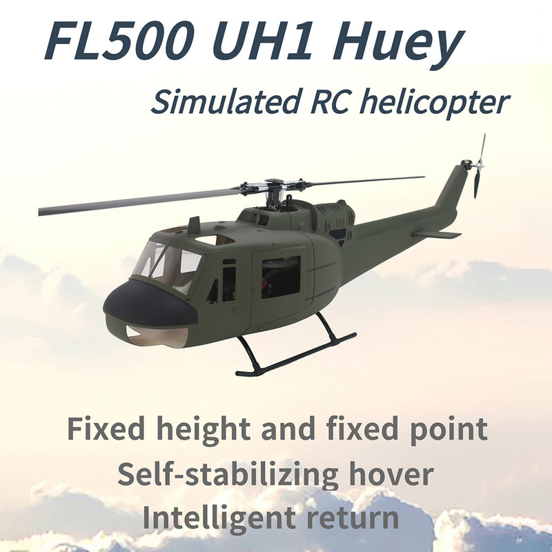 FLISHRC FL500 UH-1 Huey 500-Class Huge Scale GPS RC Helicopter Model 2.4G 6CH Gunship Model RTF - stirlingkit