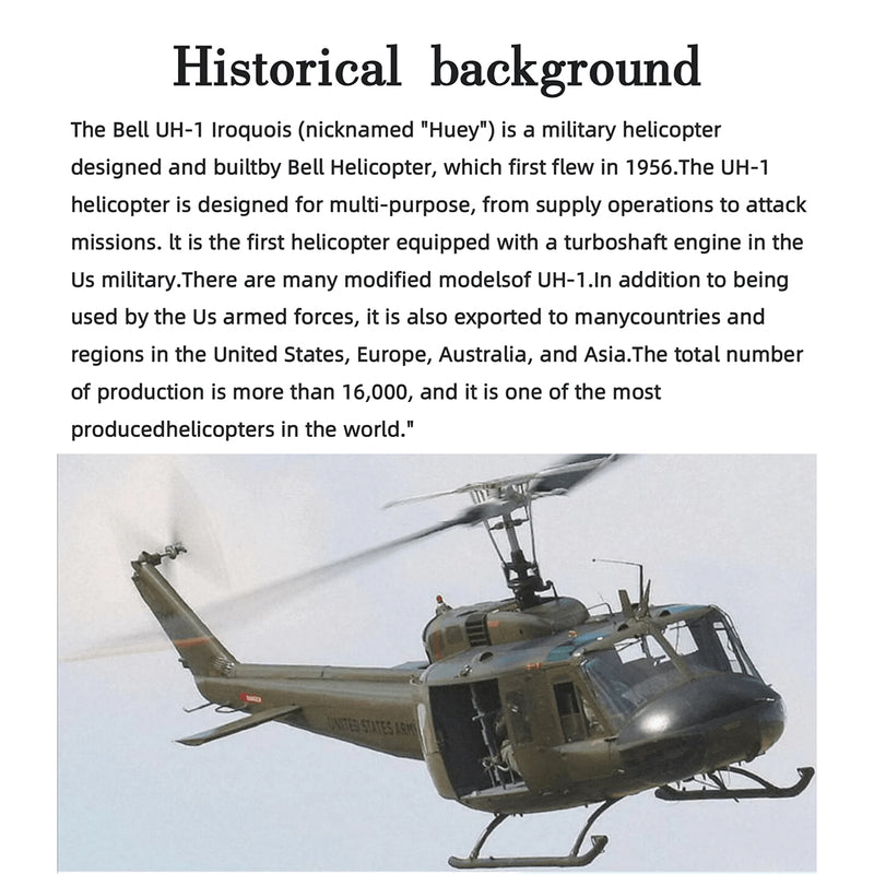 FLISHRC FL500 UH-1 Huey 500-Class Huge Scale GPS RC Helicopter Model 2.4G 6CH Gunship Model RTF - stirlingkit