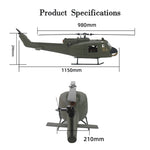 FLISHRC FL500 UH-1 Huey 500-Class Huge Scale GPS RC Helicopter Model 2.4G 6CH Gunship Model RTF - stirlingkit