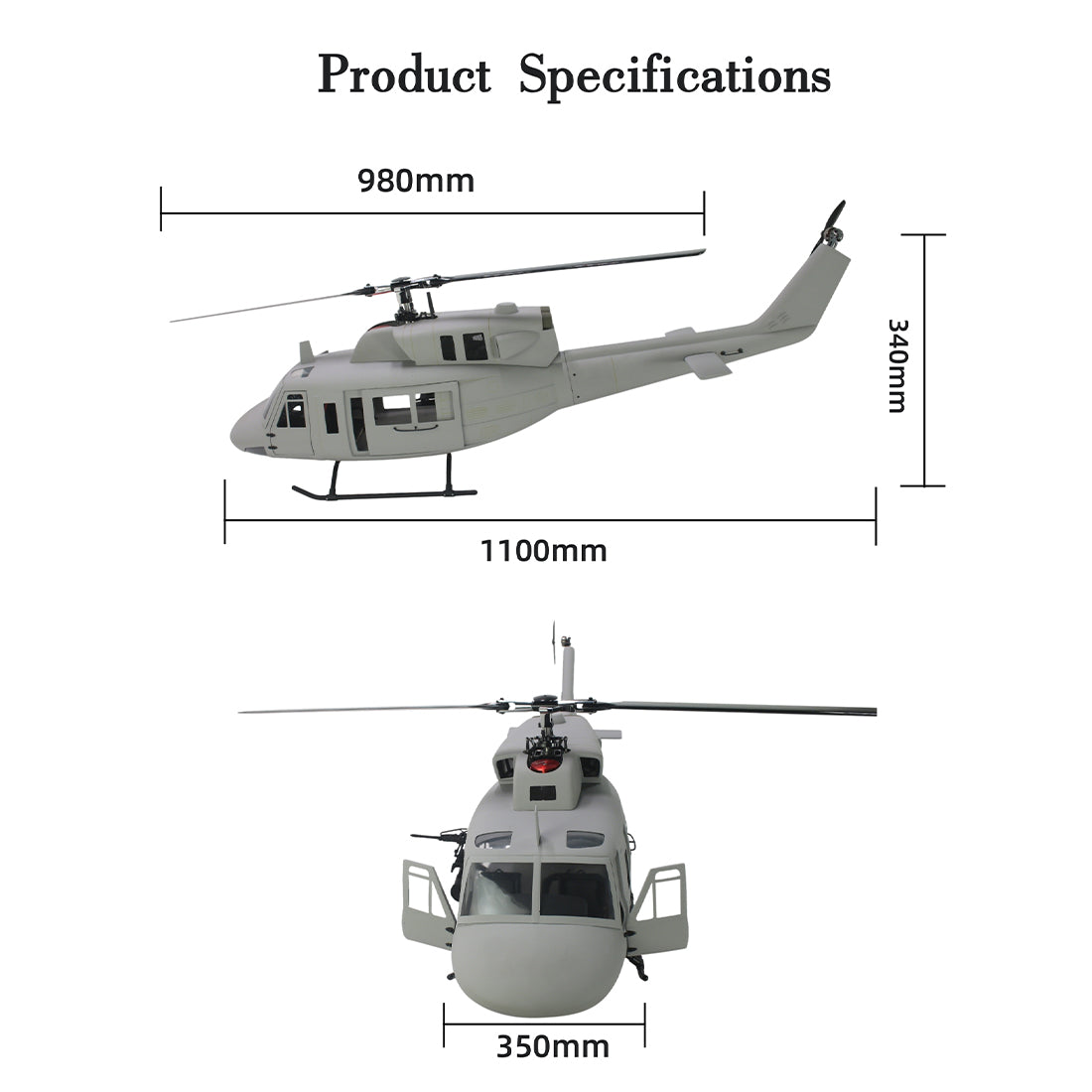FLISHRC FL500 UH-1N Huey Marines 500 Sized Scale RC Helicopter Model 4-Mode Positioning GPS RTF - stirlingkit