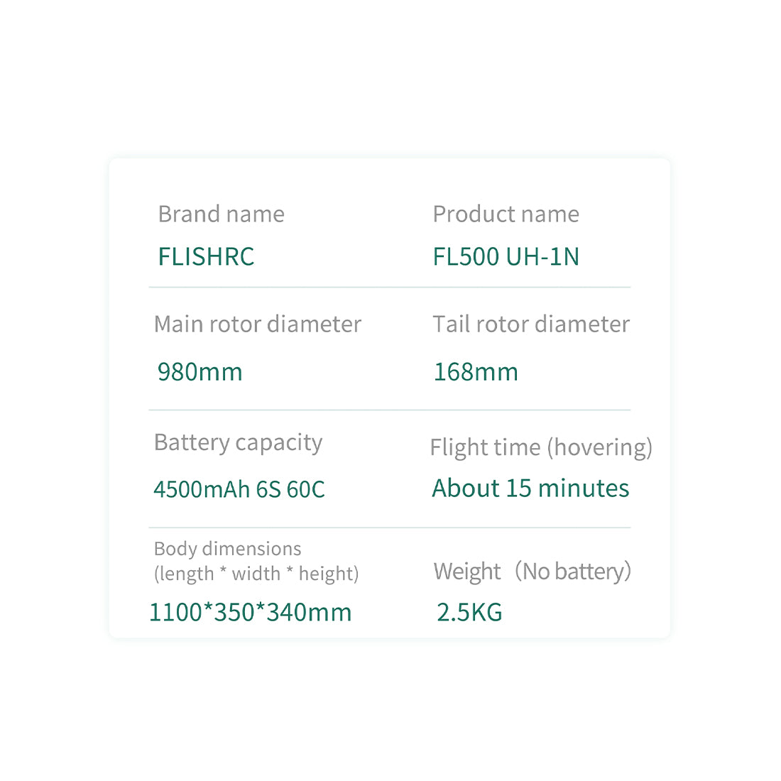 FLISHRC FL500 UH-1N Huey Marines 500 Sized Scale RC Helicopter Model 4-Mode Positioning GPS RTF - stirlingkit