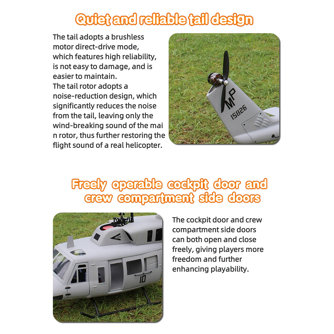 FLISHRC FL500 UH-1N Huey Marines 500 Sized Scale RC Helicopter Model 4-Mode Positioning GPS RTF - stirlingkit