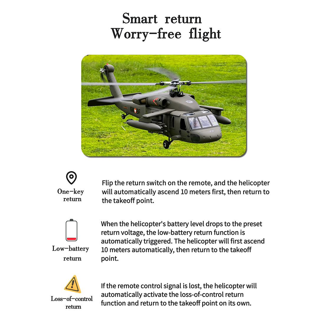 FLISHRC FL500 UH-60 Black Hawk 500-Class Large Scale GPS RC Helicopter Model 2.4G 6CH RTF - stirlingkit