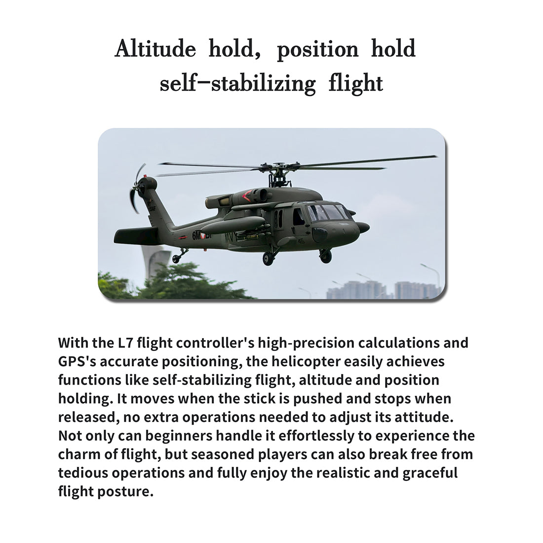 FLISHRC FL500 UH-60 Black Hawk 500-Class Large Scale GPS RC Helicopter Model 2.4G 6CH RTF - stirlingkit
