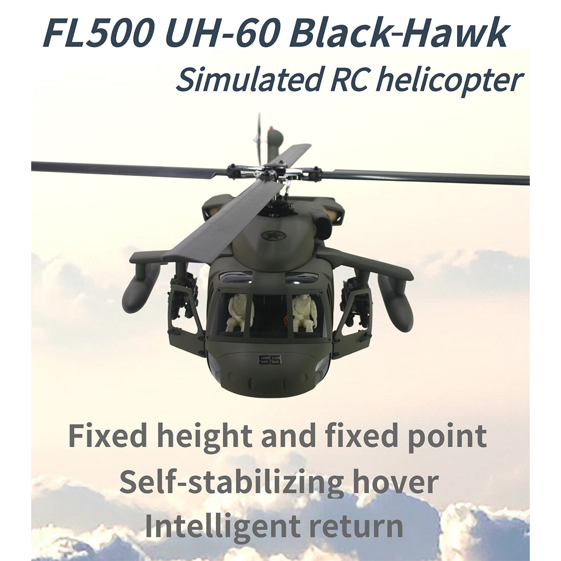 FLISHRC FL500 UH-60 Black Hawk 500-Class Large Scale GPS RC Helicopter Model 2.4G 6CH RTF - stirlingkit