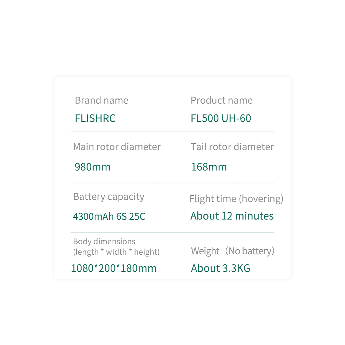 FLISHRC FL500 UH-60 Black Hawk 500-Class Large Scale GPS RC Helicopter Model 2.4G 6CH RTF - stirlingkit