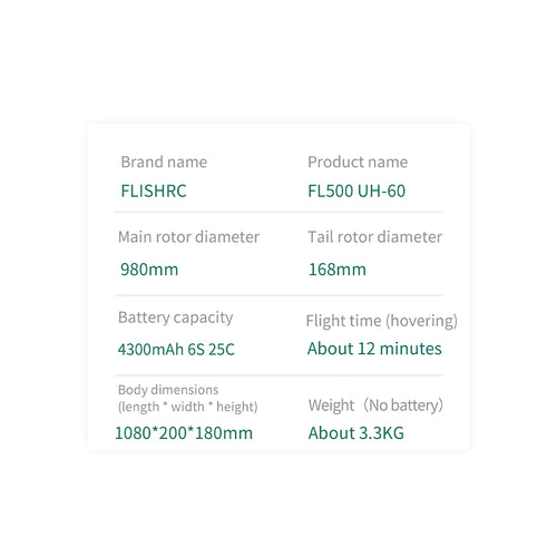 FLISHRC FL500 UH-60 Black Hawk 500-Class Large Scale GPS RC Helicopter Model 2.4G 6CH RTF - stirlingkit