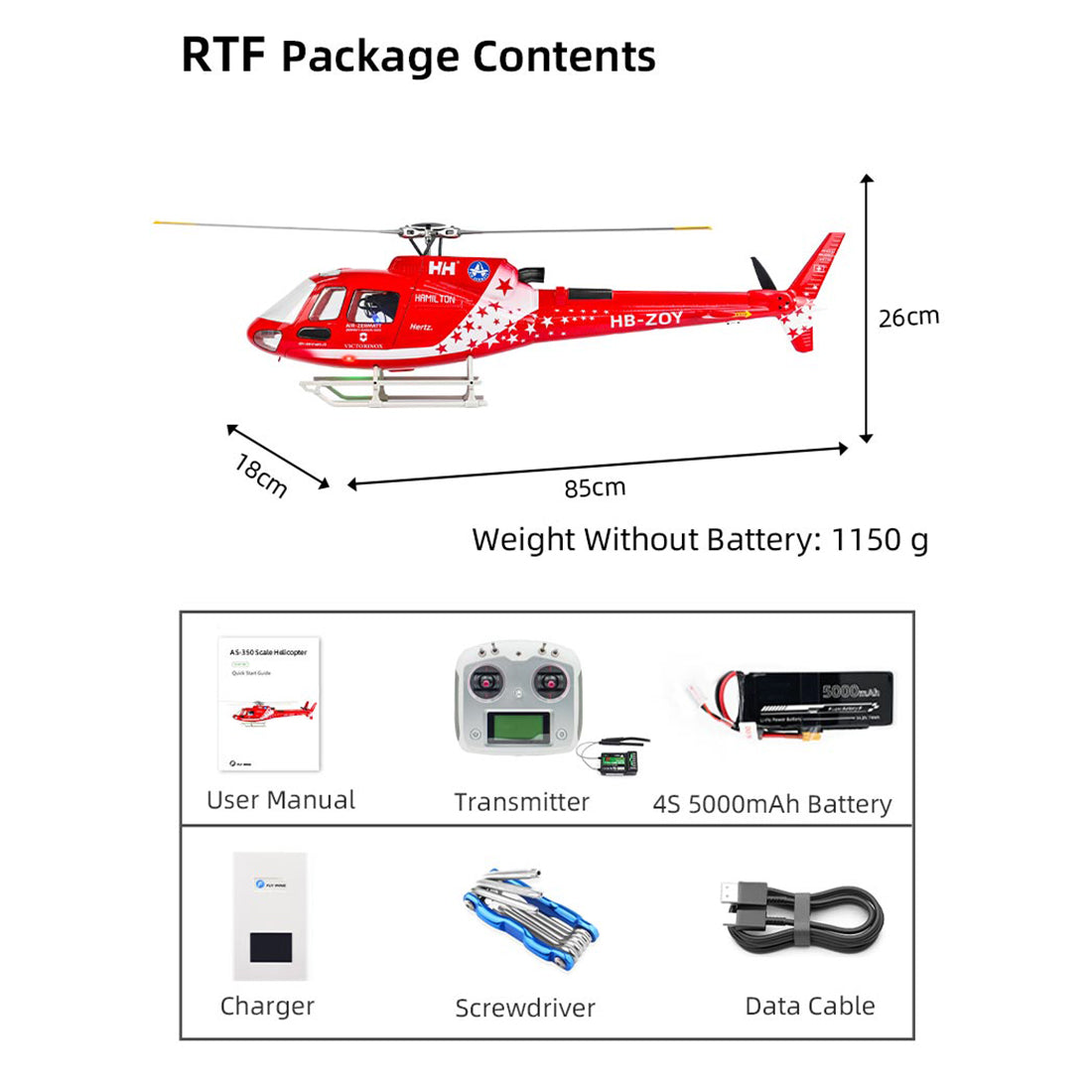 FLYWING AS-350 Écureuil 470-Class GPS Large Scale RC Helicopter Model with ACE Flight Controller RTF - stirlingkit