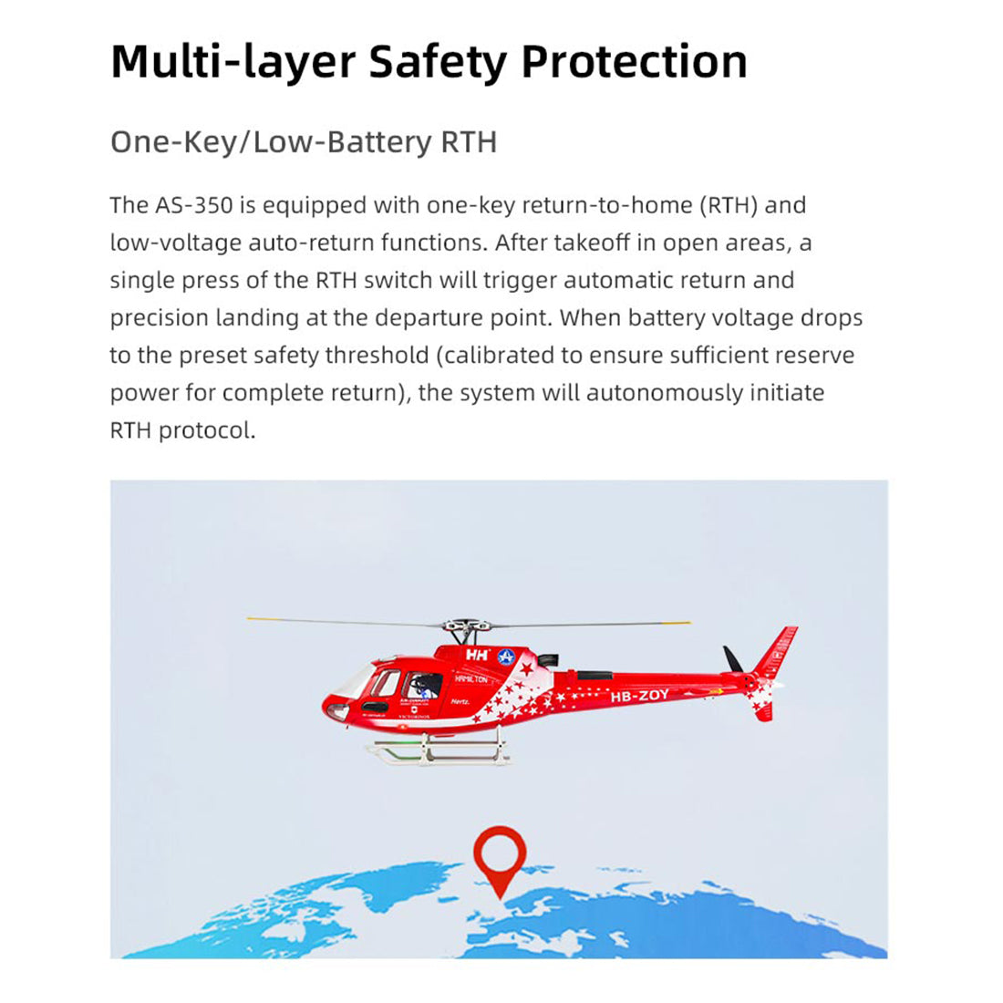 FLYWING AS-350 Écureuil 470-Class GPS Large Scale RC Helicopter Model with ACE Flight Controller RTF - stirlingkit
