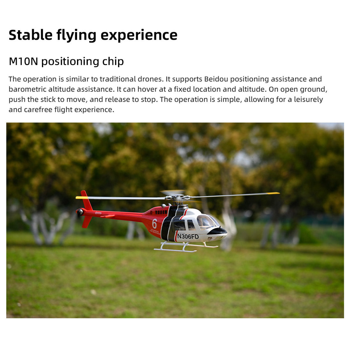 FLYWING Bell 206 RC Helicopter Model 470-Class 2.4G RC 6CH Rescue Airplane - stirlingkit
