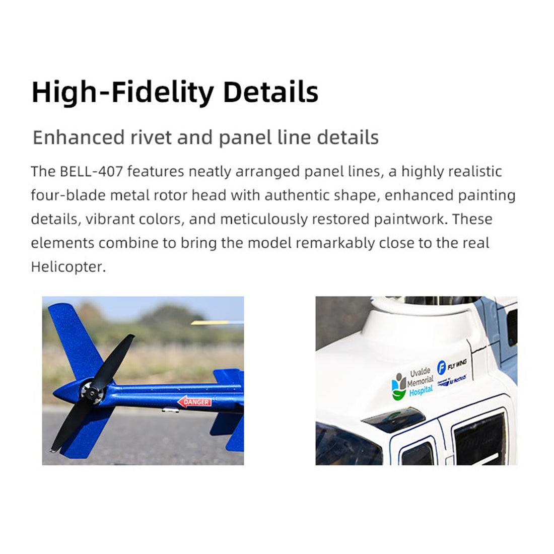 FLYWING BELL-407 470 Class RTF GPS Large RC Helicopter Model with ACE Flight Controller - stirlingkit