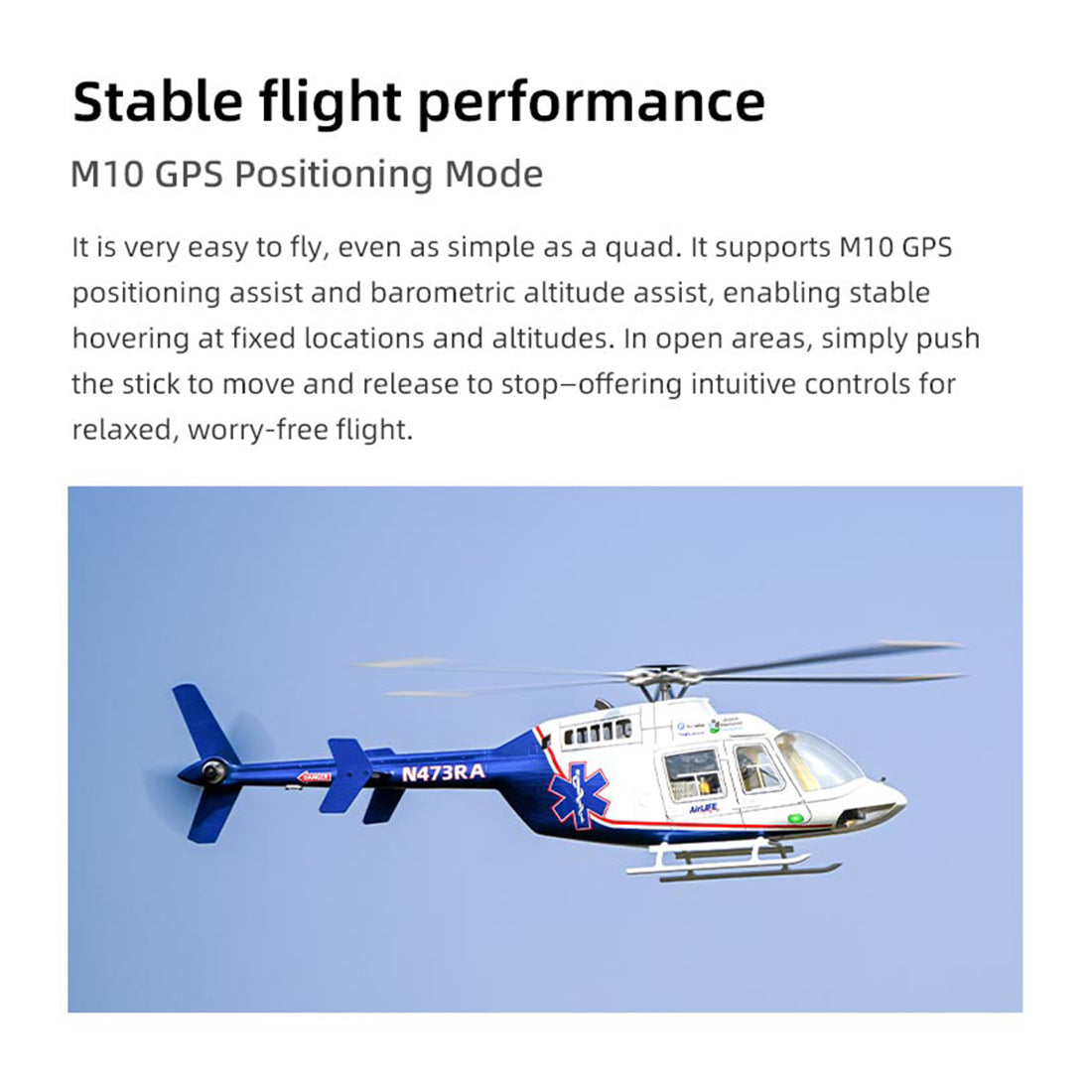 FLYWING BELL-407 470 Class RTF GPS Large RC Helicopter Model with ACE Flight Controller - stirlingkit