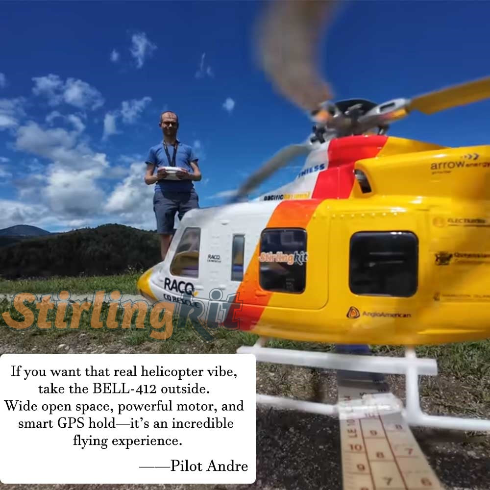 FLYWING BELL-412-V4 RC Military Rescue Helicopter 470-Class 2.4G 6CH RTF RC Airplane Model - stirlingkit