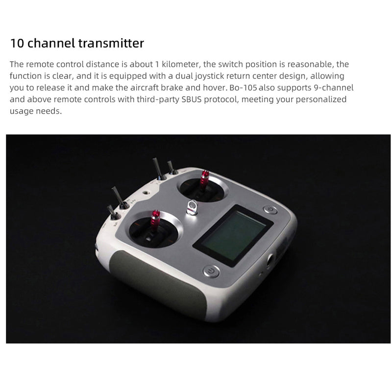 FLYWING BO105 470 Size Scale GPS Heli Drone 2.4G 6CH Big Military RC Helicopter With H1 Flight Controller - stirlingkit
