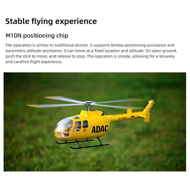FLYWING BO105 470 Size Scale GPS Heli Drone 2.4G 6CH Big Military RC Helicopter With H1 Flight Controller - stirlingkit