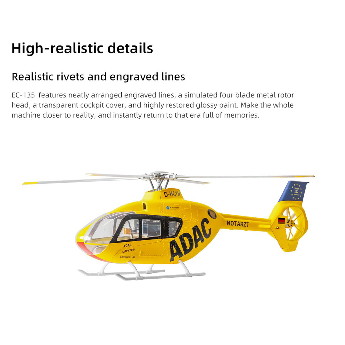 FLYWING EC135 470 Class RC Helicopter ADAC 6CH 2.4G with H1 Flight Controller & GPS