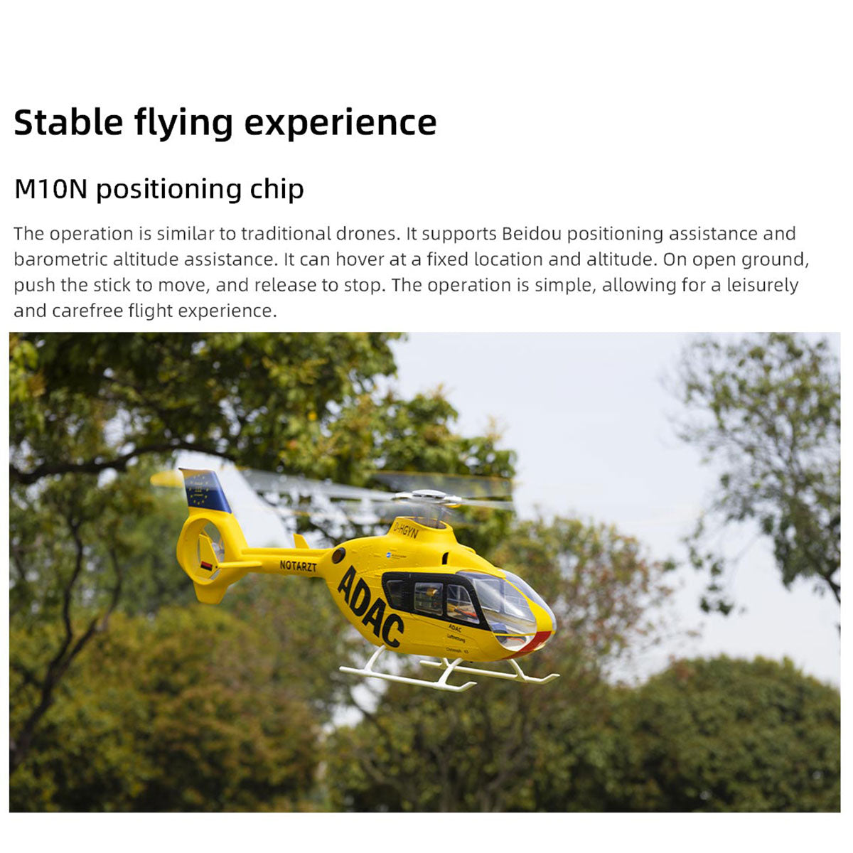 FLYWING EC135 470 Class RC Helicopter ADAC 6CH 2.4G with H1 Flight Controller & GPS - stirlingkit