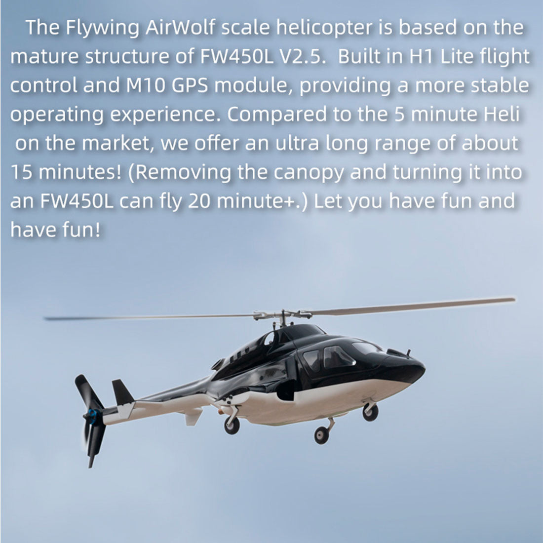 FLYWING FW450L Big Airwolf GPSRC Helicopter 2.4G RC 6CH  450-Class Electric Airplane Model - stirlingkit