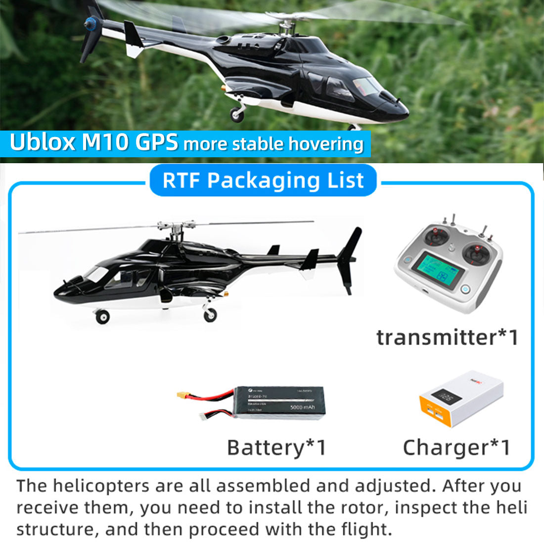 FLYWING FW450L Big Airwolf GPSRC Helicopter 2.4G RC 6CH  450-Class Electric Airplane Model - stirlingkit