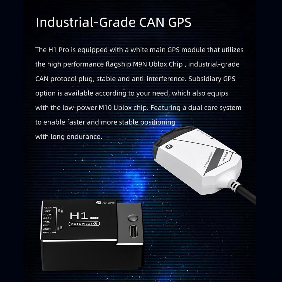 FLYWING H1 Pro GNSS Flight Control Module for 450 Class RC Helicopter - stirlingkit