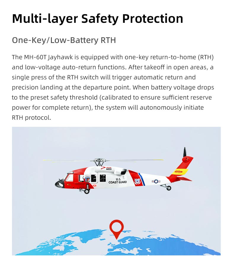FLYWING UH-60 RTF 2.4G 6CH 470-Class Large Scale GPS Military RC Helicopter Model with ACE Flight Controller - stirlingkit