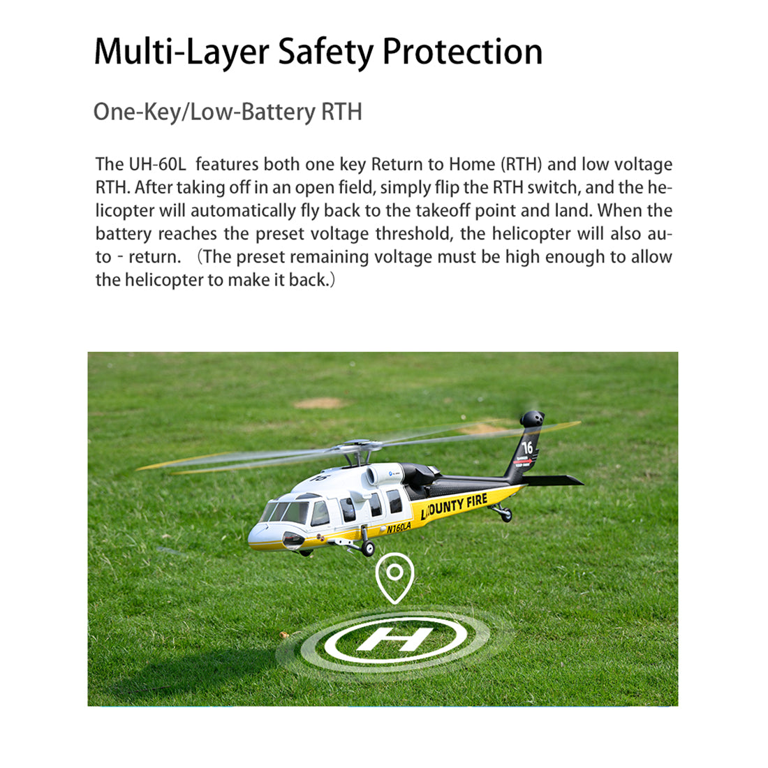 FLYWING UH-60L Black Hawk 2.4G 6CH 470-Class Large Scale RC GPS Helicopter Model with ACE Flight Controller