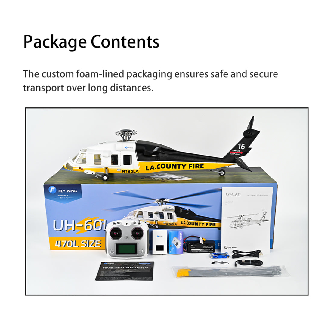 FLYWING UH-60L Black Hawk 2.4G 6CH 470-Class Large Scale RC GPS Helicopter Model with ACE Flight Controller