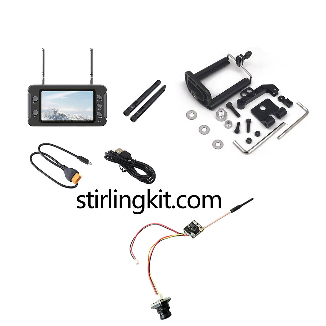 FPV Upgrade Accessories Kit for Yuxiang F118S Little Bird RC Helicopters (5.8G VTX, 5.8GHz Monitor & Controller Mount Bracket) - stirlingkit