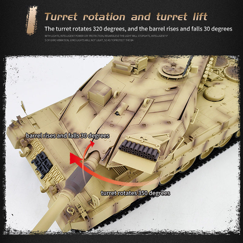 German Leopard 2A7 Main Battle RC Tank Model with Lights Sounds 1/16 2.4G - stirlingkit