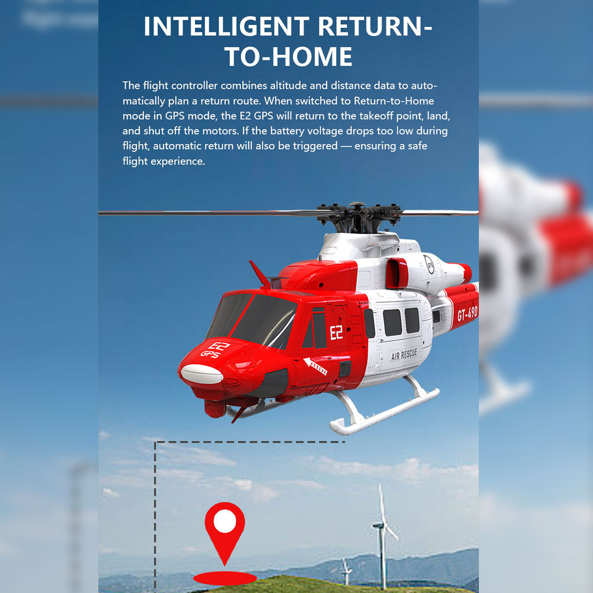 GOOSKY E2 GPS 1:35 UH-1Y VENOM RC Helicopter Air Rescue Aircraft Model RTF New