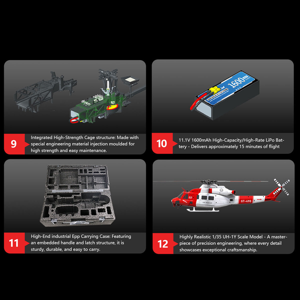 GOOSKY E2 GPS 1:35 UH-1Y VENOM RC Helicopter Air Rescue Aircraft Model RTF New - stirlingkit