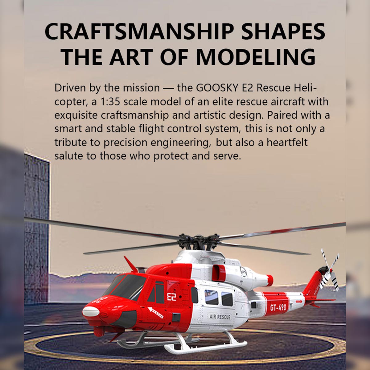 GOOSKY E2 GPS 1:35 UH-1Y VENOM RC Helicopter Air Rescue Aircraft Model RTF New - stirlingkit