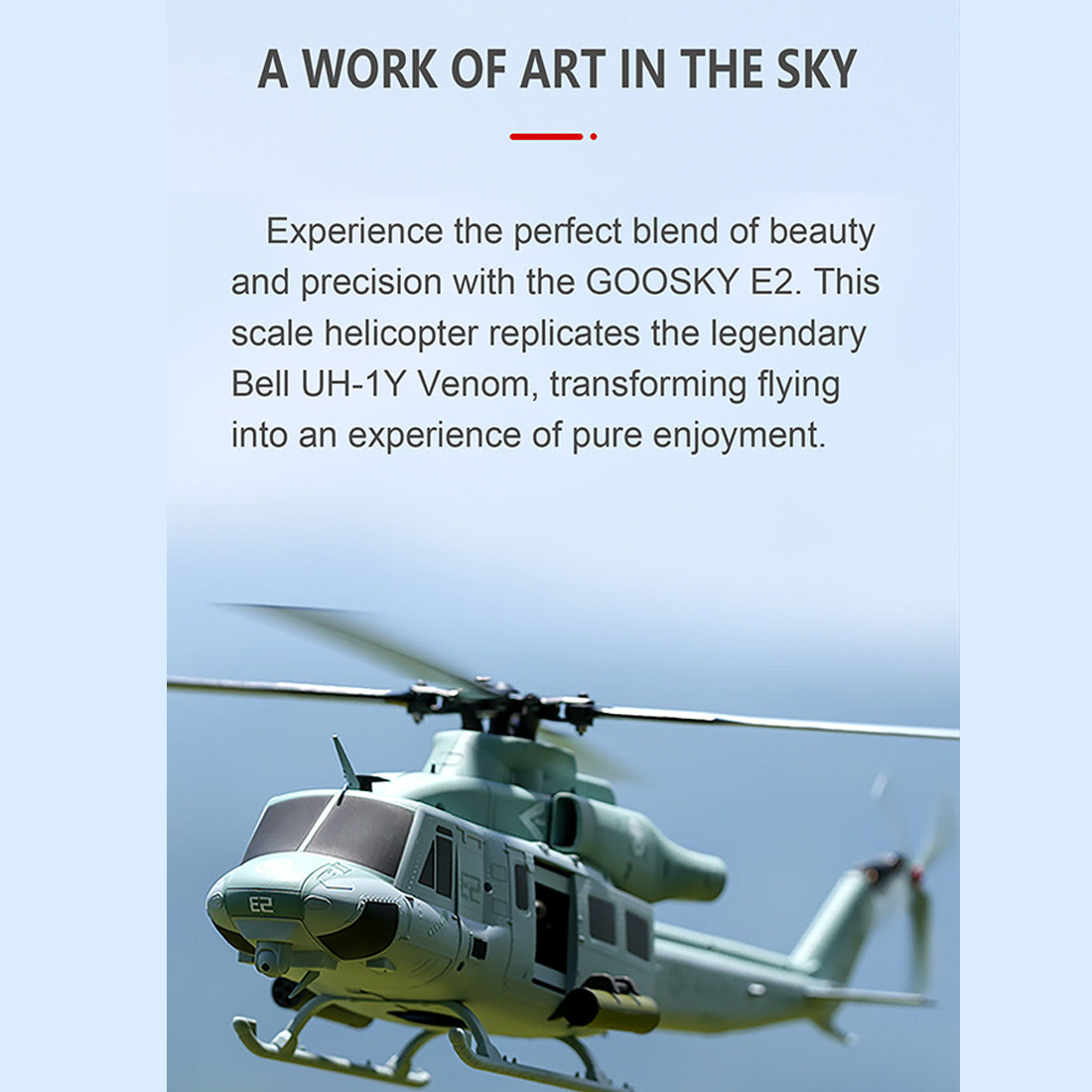 GOOSKY E2 UH-1Y 2.4G 6CH Dual Brushless RC Helicopter BNF / RTF with GTS Flight Control System 1:35 Scale - stirlingkit
