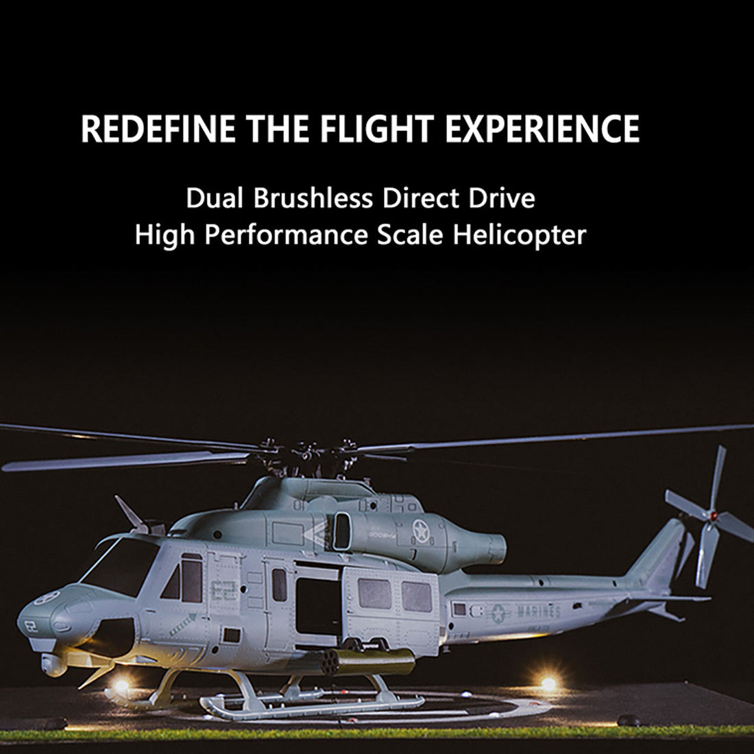 GOOSKY E2 UH-1Y 2.4G 6CH Dual Brushless RC Helicopter BNF / RTF with GTS Flight Control System 1:35 Scale - stirlingkit