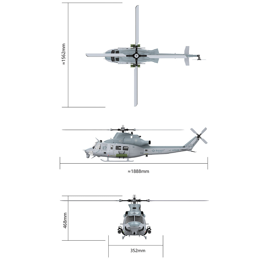 GOOSKY E7 UH-1Y Venom 700 Size Super Large Scale RC Helicopter 2.4G 6CH RC Heli Model - stirlingkit
