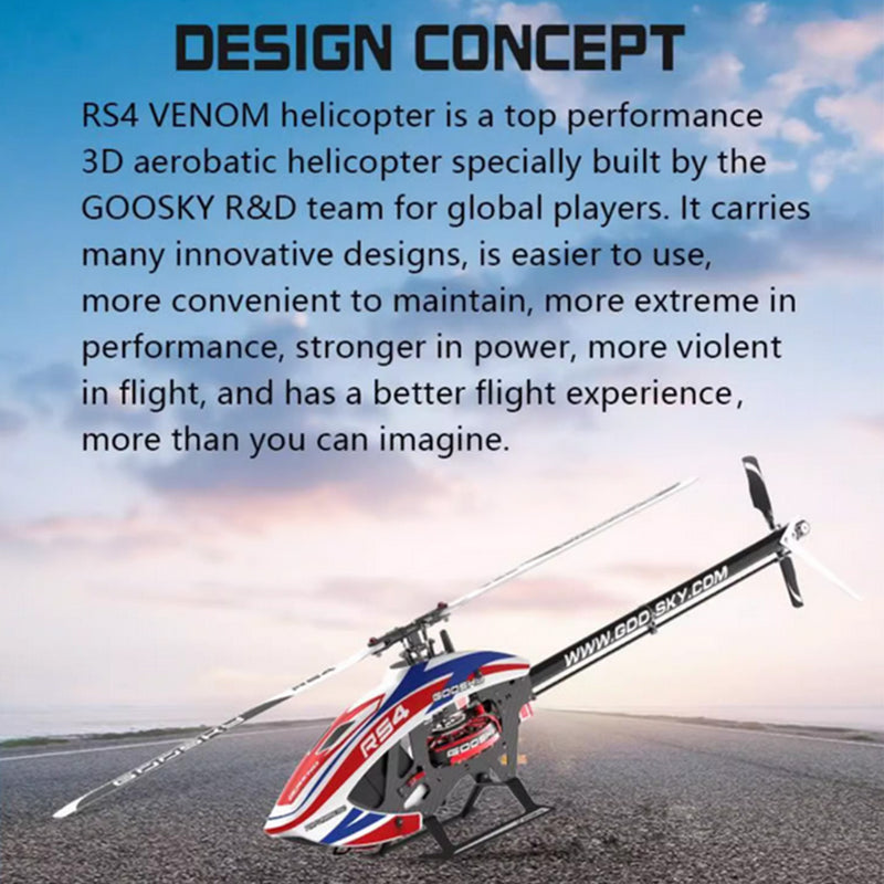Goosky Legend RS4 Venom 2.4G 3D Electric Brushless  RC Helicopter Model Aircraft Model - KIT Version - stirlingkit