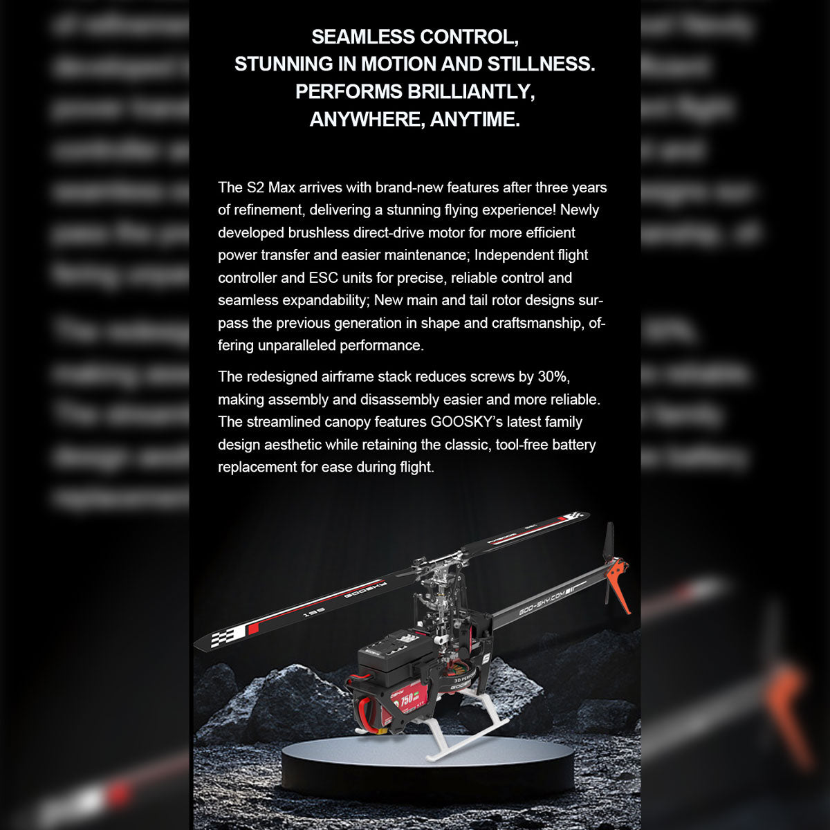 GOOSKY New Legend S2 MAX 2.4G 6CH 3D Stunt RC Helicopter Model RTF for Beginner - stirlingkit